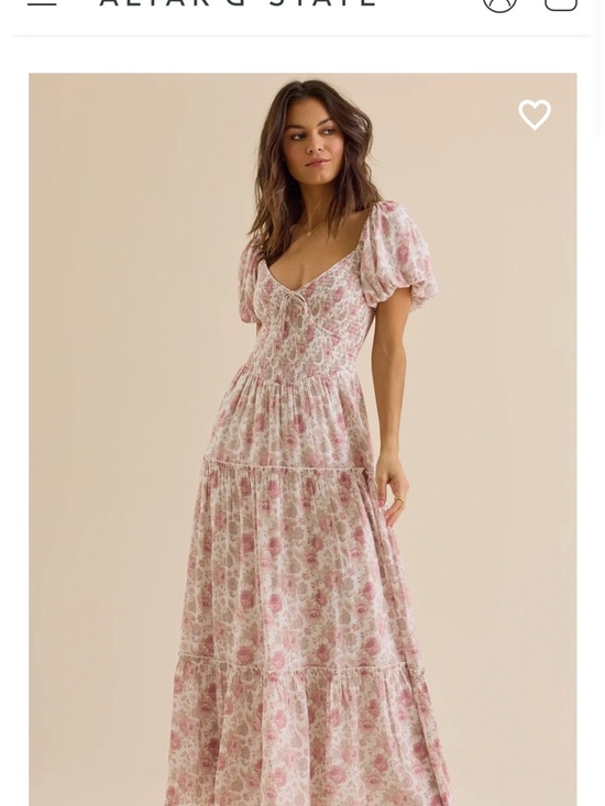 Altar'd State Dresses & Skirts - Altar'd State Pink Floral Maxi Dress with Puff Sleeves